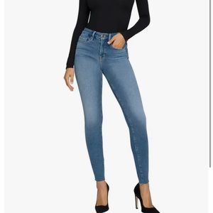 Good American Good Legs Skinny Raw Hem Distressed Jeans